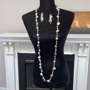 NWOT Pearls Shells Necklace Earrings Set